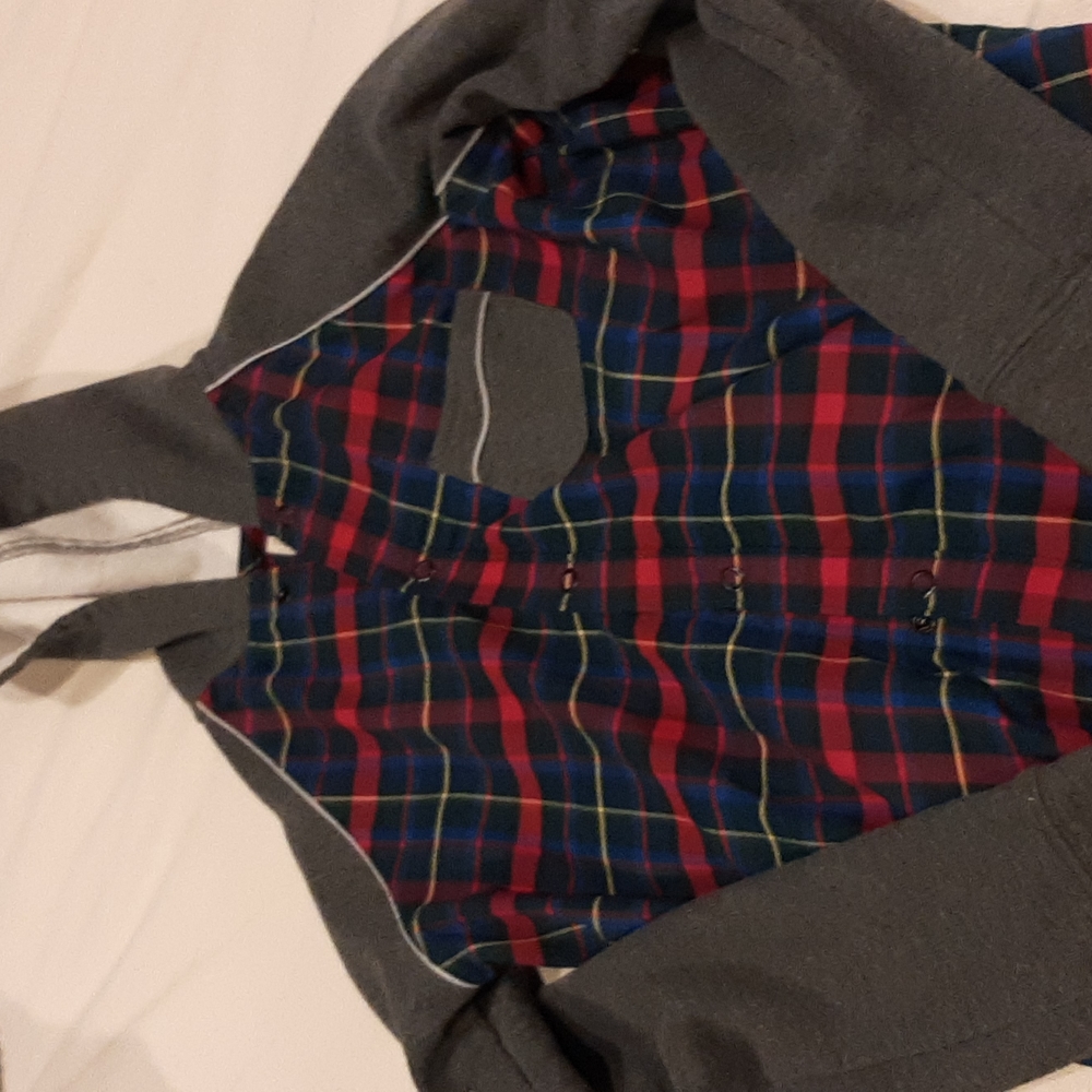 Plaid pattern, hoodie. Good condition